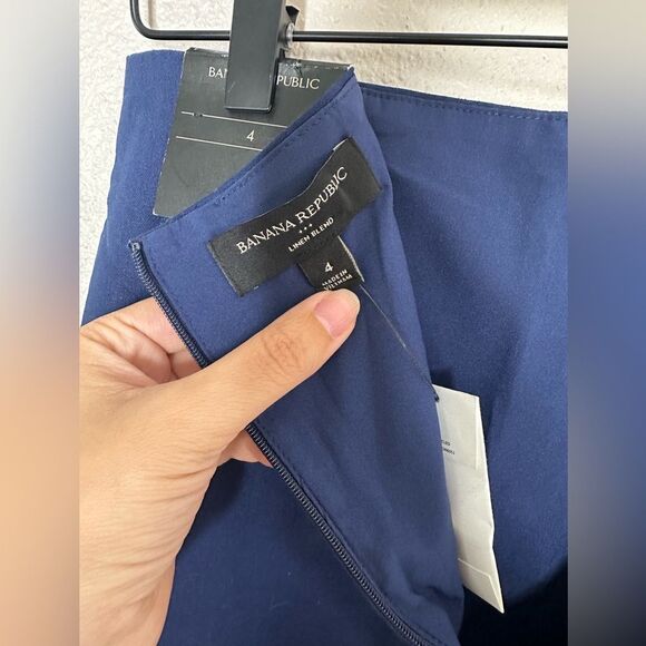 Banana Republic NWT Linen-blend Button Blue Midi Skirt, Sz. 4 - Picture 9 of 10